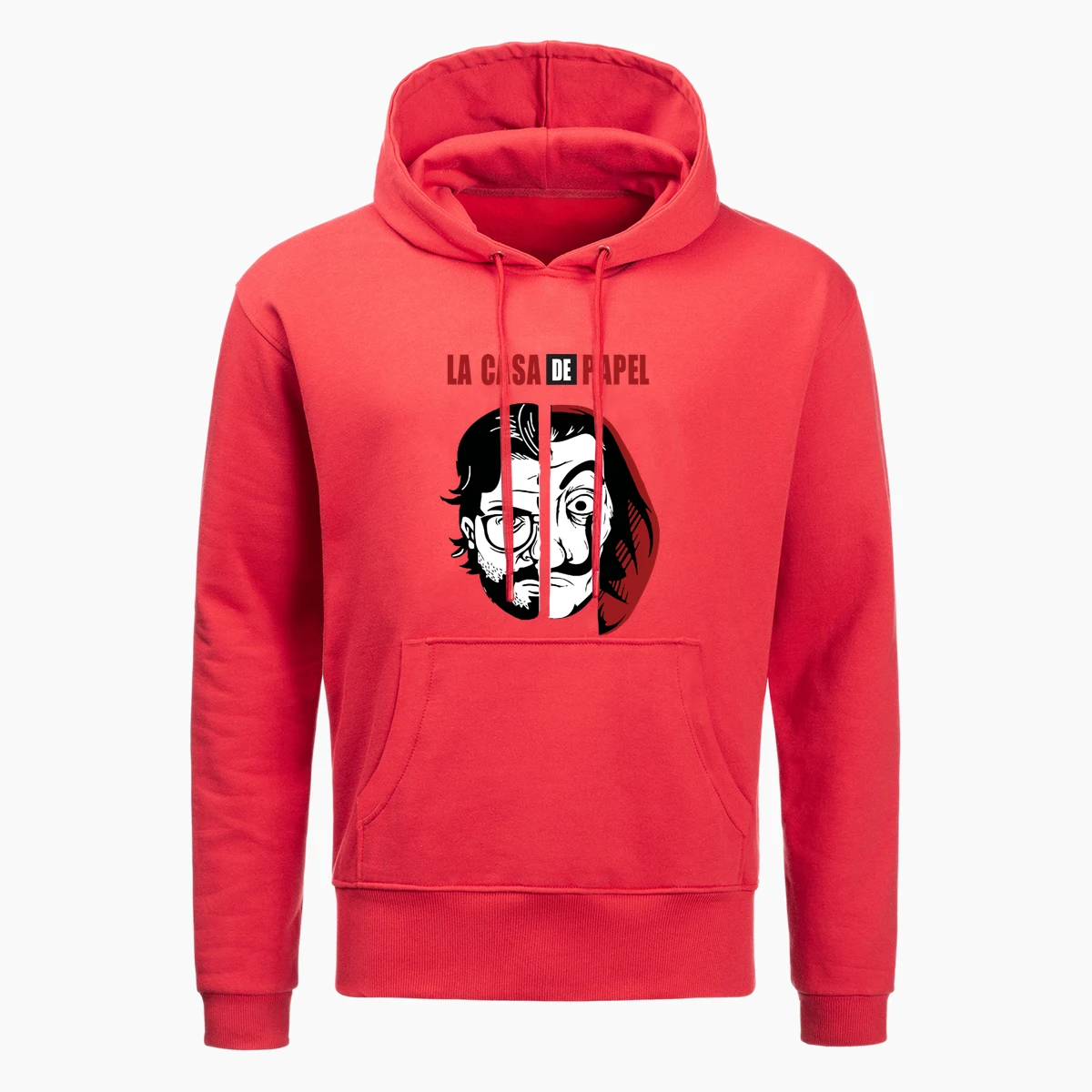 Забавная Толстовка с принтом La Casa De Papel, толстовка с принтом Money Heist Dali, толстовка La Casa De Papel, Мужская зимняя флисовая Толстовка Harajuku, уличная одежда - Цвет: Red