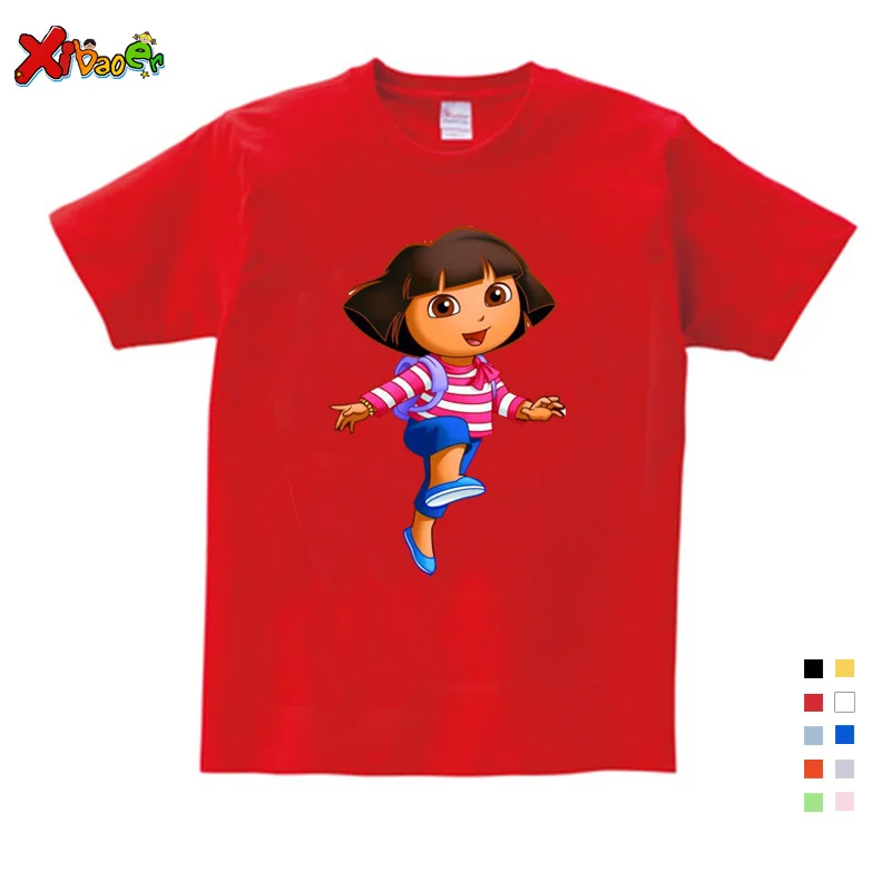 3T-9T Girl Summer Clothes T Shirts Casual Funny Top T Shirt Boys Tops New T Shirts Kids Toddler Dora Explorer Tee Shirt - Цвет: Kids T-shirt