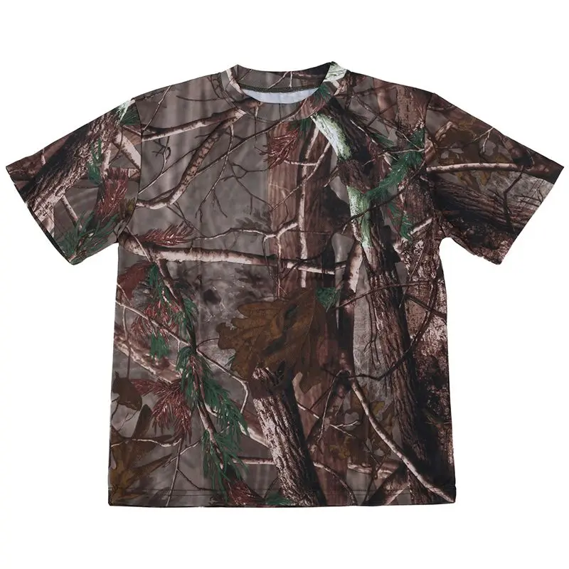 

New Outdoor Hunting Camouflage T-shirt Men Breathable Combat T Shirt Dry Sport Camo Camp Tees-Tree camouflage XL