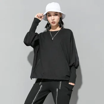 

Lantern Long Sleeve T Shirt For Women Black Color Fashion Word Printing All Match Female Tees In Spring Autumn