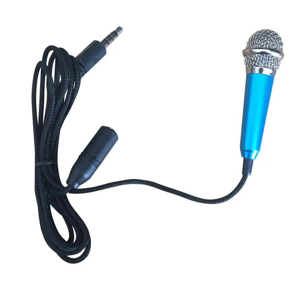 MINI Jack 3,5 мм студийный петличный профессиональный проводной микрофон ручной микрофон караоке для пения игр для мобильных телефонов ПК Горячая Распродажа - Цвет: Blue No earphone
