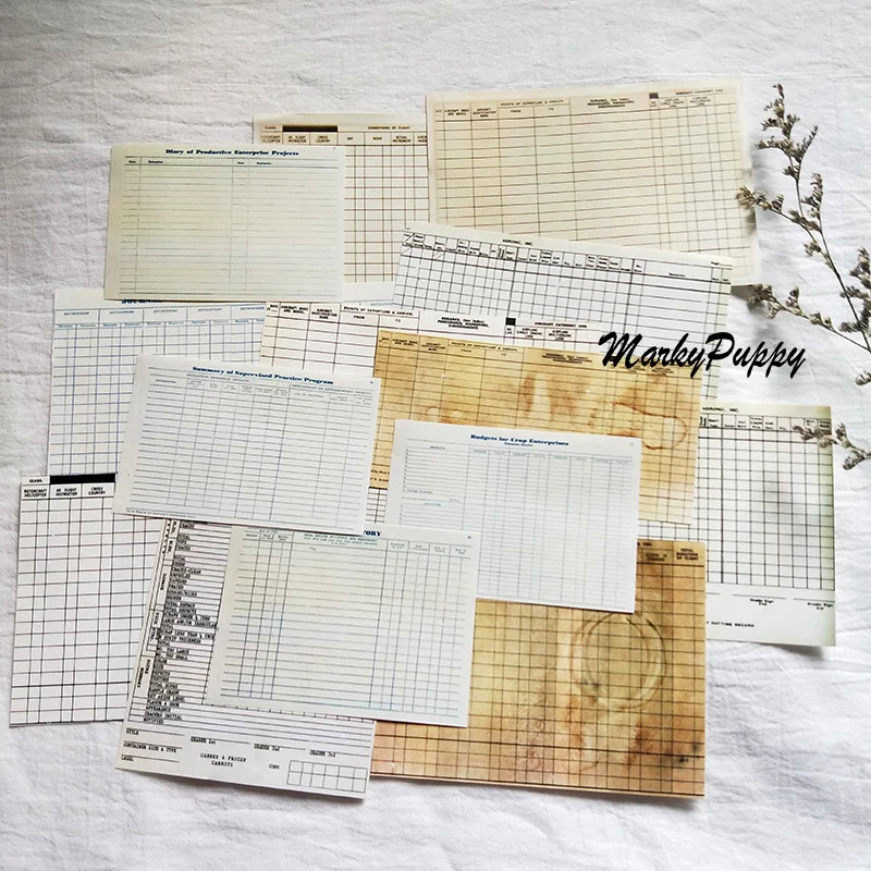 

14 sheets/pack Vintage lattice old book pages retro grid inner Document Background Sticker DIY Scrapbooking planner Diary Album