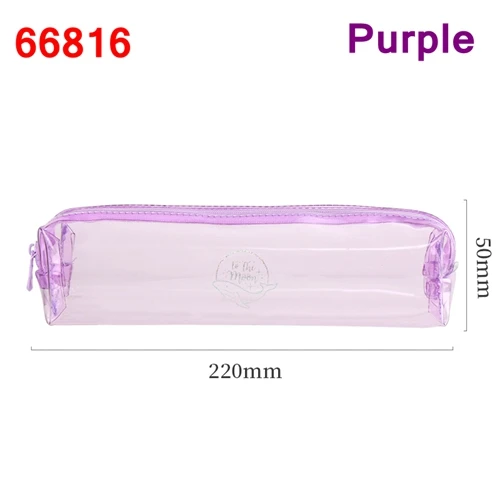 66816-purple Deli 66814/66816 Transparetnt Чехол-карандаш для детей, школьные канцелярские товары, модная сумочка для карандашей для детей, Студенческая сумка для ручек kawaii - Цвет: 66816-purple