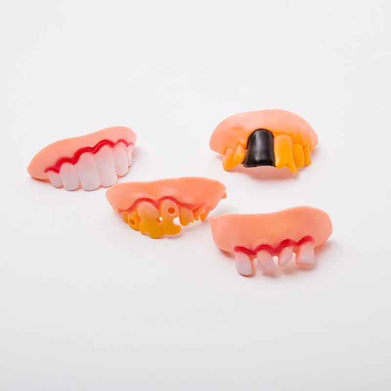 Huilong Хэллоуин зубные протезы клыки вампира зубы зомби передние зубы Смешные Пластиковые мягкие подтяжки 3 в упаковке