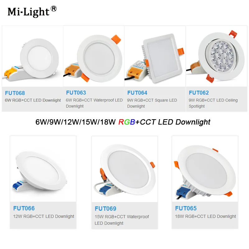 Miboxer AC110V 220 В 6 Вт/9 Вт/12 Вт/15 Вт/18 Вт RGB+ CCT светодиодный потолочный светильник с регулируемой яркостью светодиодный прожектор FUT062/FUT063/FUT066/FUT068/FUT069