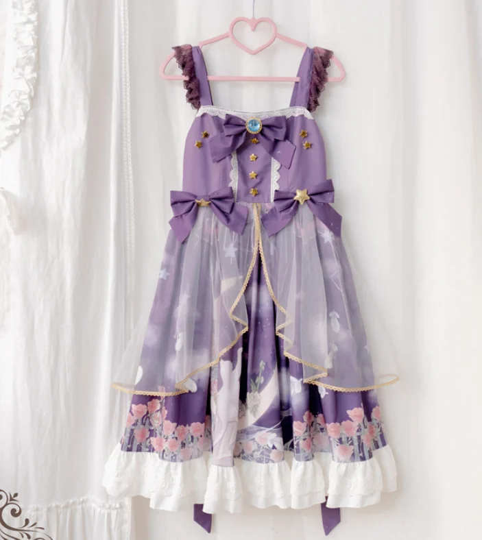 Princess tea party sweet lolita strap dress vintage lace bowknot cute printing victorian kawaii girl gothic lolita loli cos