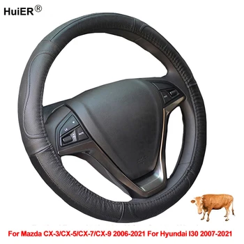 

Car Steering Wheel Cover Wrap Cow Leather For Mazda CX-3 CX-5 CX-7 CX-9 2006 - 2021 For Hyundai I30 2007 - 2021 Funda Volante