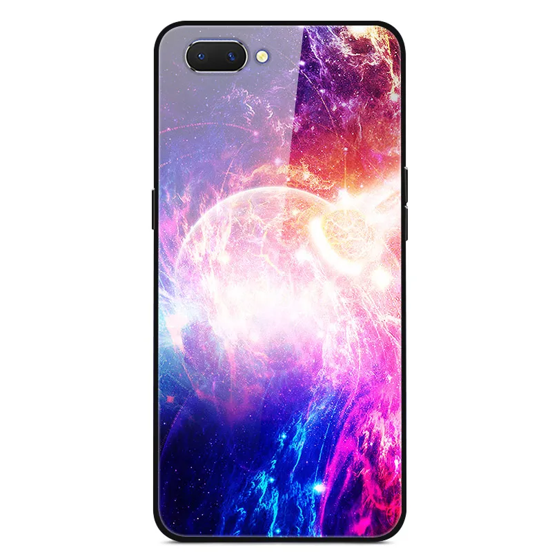 Высококачественный защитный чехол для Oppo A3S чехол Realme C1 закаленное Стекло планета Космос крышка Стекло задняя крышка чехол для Oppo A5 корпус под плетенную сумку для OPPO A3S OPPOA5 Capas - Color: 08