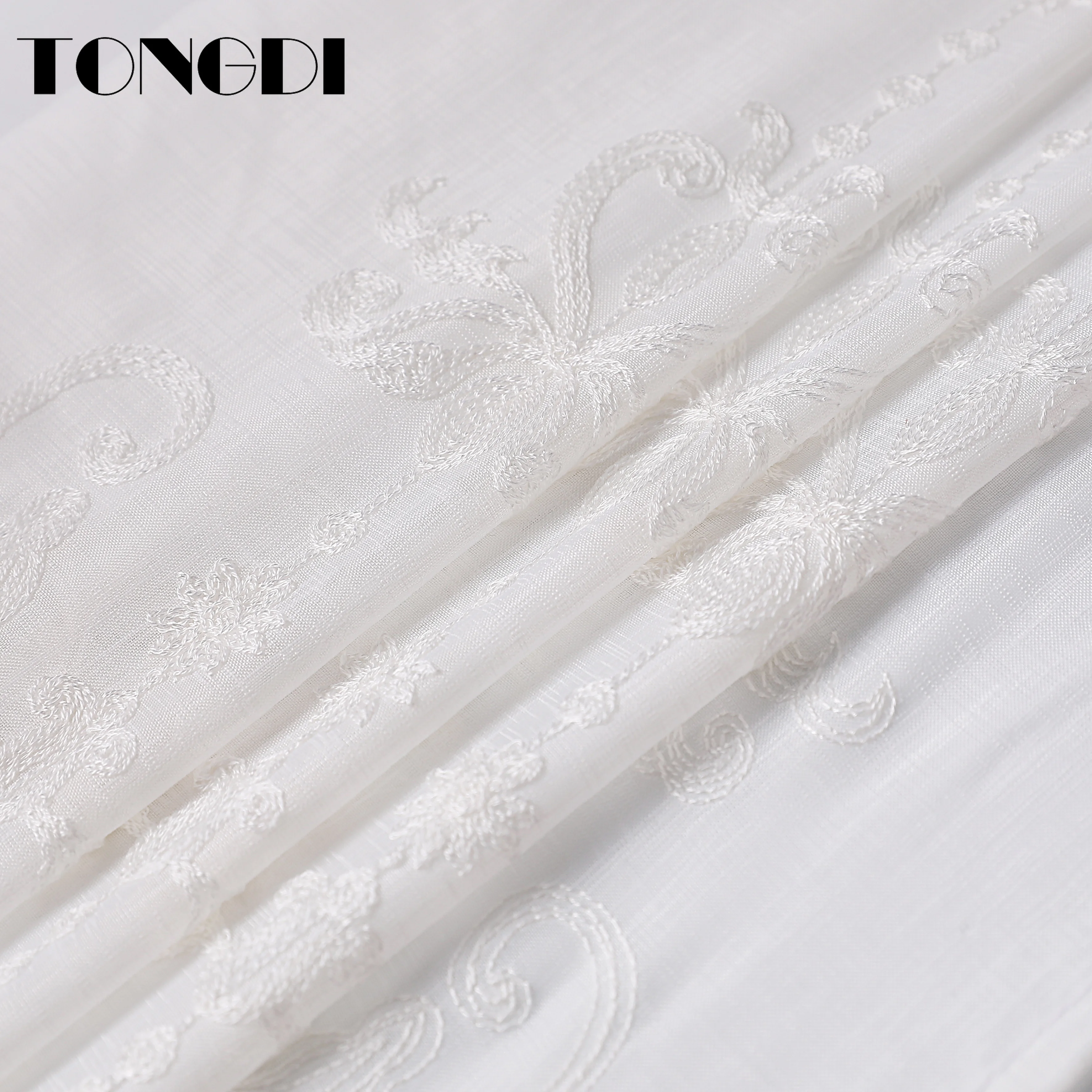 Белая Тюлевая занавеска TONGDI элегантная Цветочная вышивка в европейском стиле