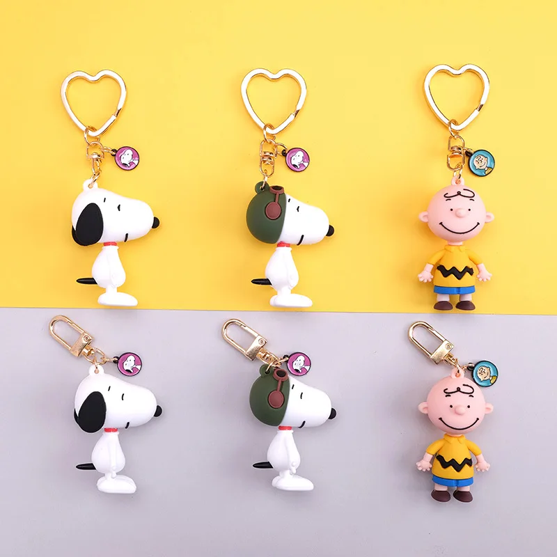 

2019 New Cute Cartoon Charlie Brown Keychain For Girls Car Or Bag Keyring Anime Key chain Gifts Or Men Key Chain Women Keychain