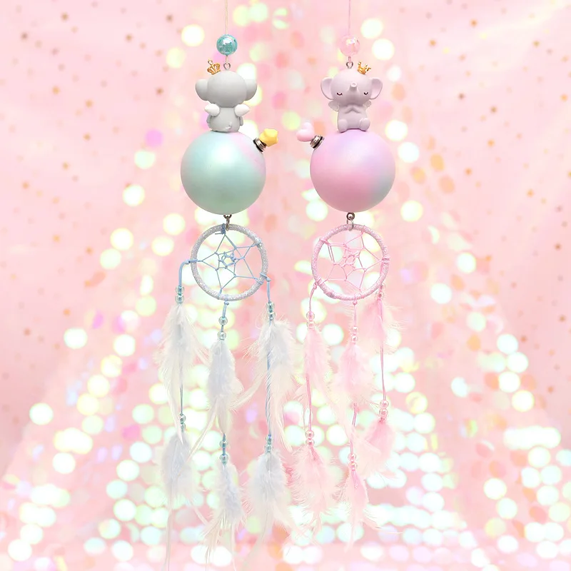 Hanging Decoration Dreamcatcher KK Crown Baby Elephant Colorful Light Wind Chime Pendant Pledge Bell Girl'S Gift Shop Decoration