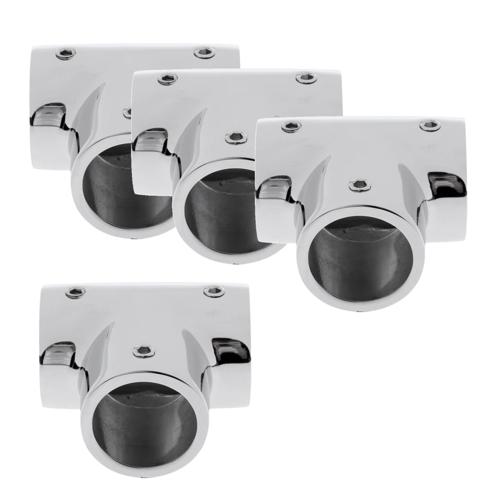 4pcs Durable 25mm 90 Degree Polished 316 Stainless Steel Boat Hand Rail Fittings Tee Hardware