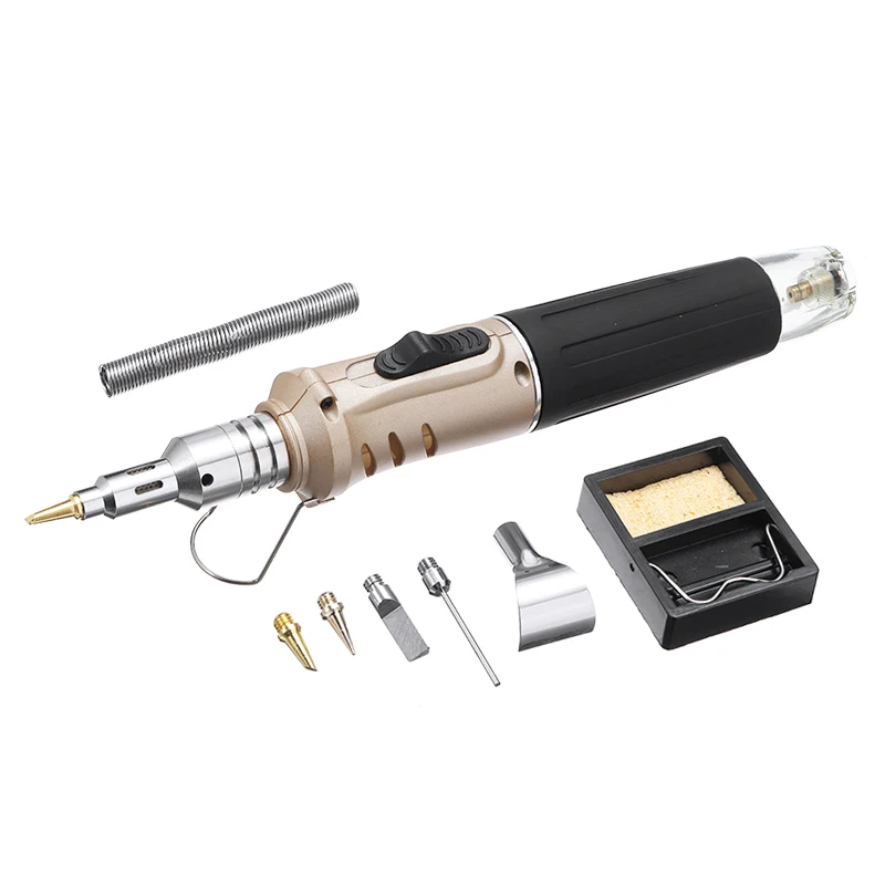 10 in 1 Butane Gas Soldering Iron Kit Professional Auto Ignition Torch Tools Welding Pen Burner For Welding Equipment new 3 in 1 gas soldering iron for electronic parts repair cutting soldering pen gas burner soldering iron torch gun welding gun