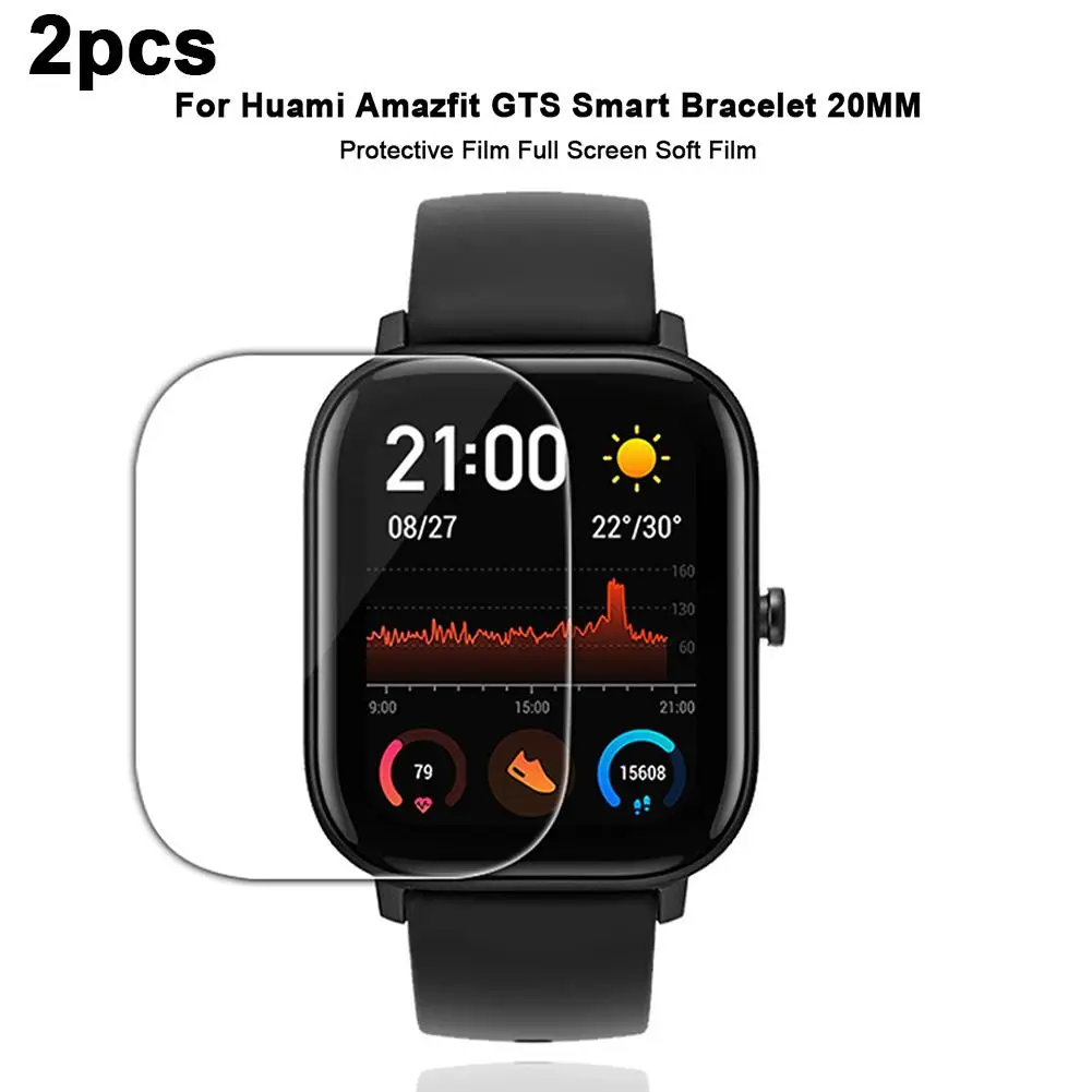 

2PCS Screen Protective Film For Huami Amazfit GTS 20mm Smart Watch Anti-scratch Full Cover Screen Protector Ultra-thin Soft Film