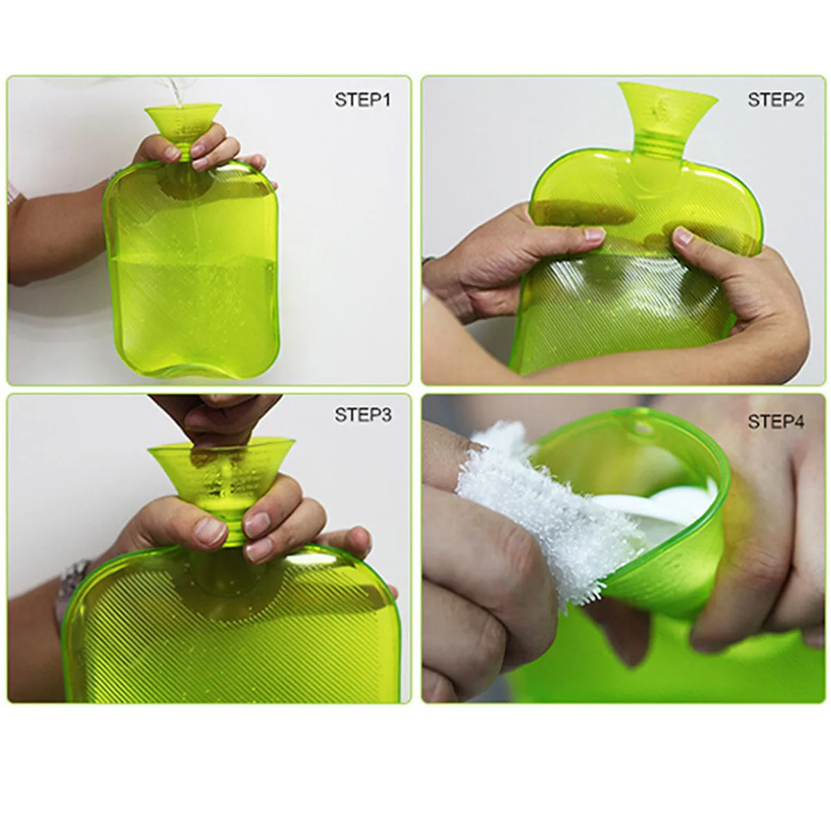 2000ml Hot Water Bottle Bag PVC Rubber Hot Water Bottles Winter Portable Hand Warmer Feet Hot Water Storage Bags Color Random