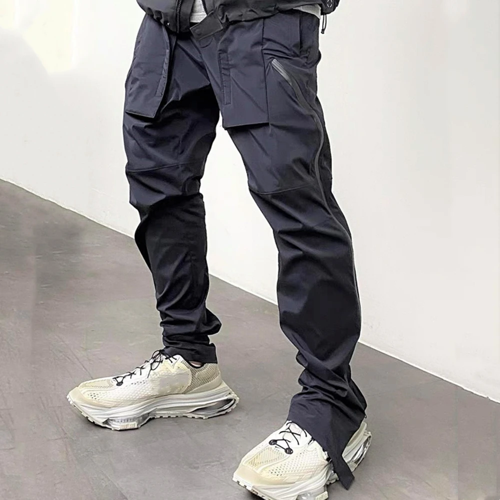 Черные легкие нейлоновые тренировочные брюки на молнии Высококачественная