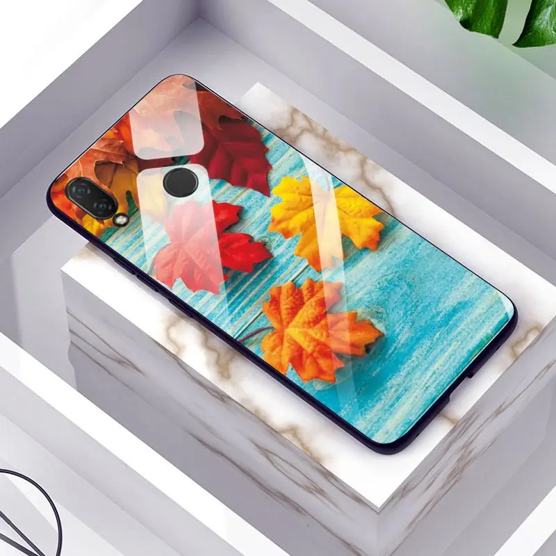 Розовый узор из закаленного стекла чехол для Huawei Honor 8C 8S 8X 8A PC задняя крышка чехол для Huawei Honor 8S Силиконовое стекло бампер 8X 8A - Цвет: GLSZZZ136