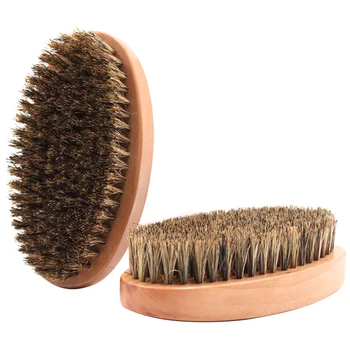 

2 Pcs Natural Boar Bristle Beard Brush for Men Face Massage ,Facial Hair Care Makeup Styling Tool