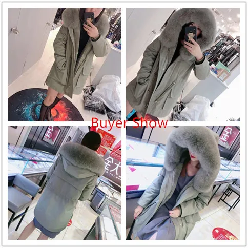 AYUNSUE Winter Coat Women Parka Real Fur Coat Female Rabbit Fur Liner Long Jacket Women Fox Fur Collar Warm Parkas MY4574