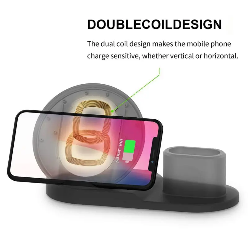New 3 In 1 Qi Wireless Fast Charger Dock Stand For Airpods For Apple Watch iPhon Qi Wireless Fast Charger Dock Stand
