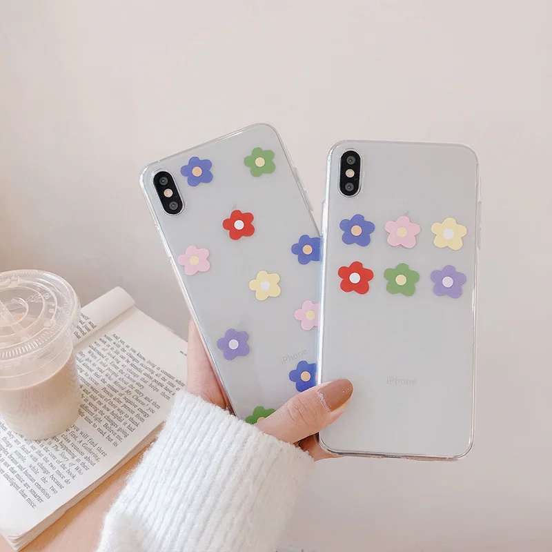 

Cute Flower Case For iPhone 8 7 Plus Clear Phone Case For iPhone X XS XR Xs Max 6 6S Plus Soft TPU Silicone Cover Coque