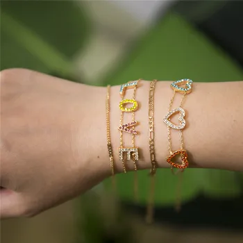 

4pcs Bracelet Set 2020 New Fashion Colorful Rhinestone Heart Letter Bracelets For Women Multi Layers Hot Jewelry