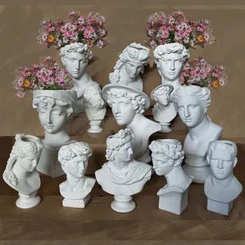 

Creative Resin plaster vase David Sculpture head Flower arrangement accessories modern Apollo Home decoration