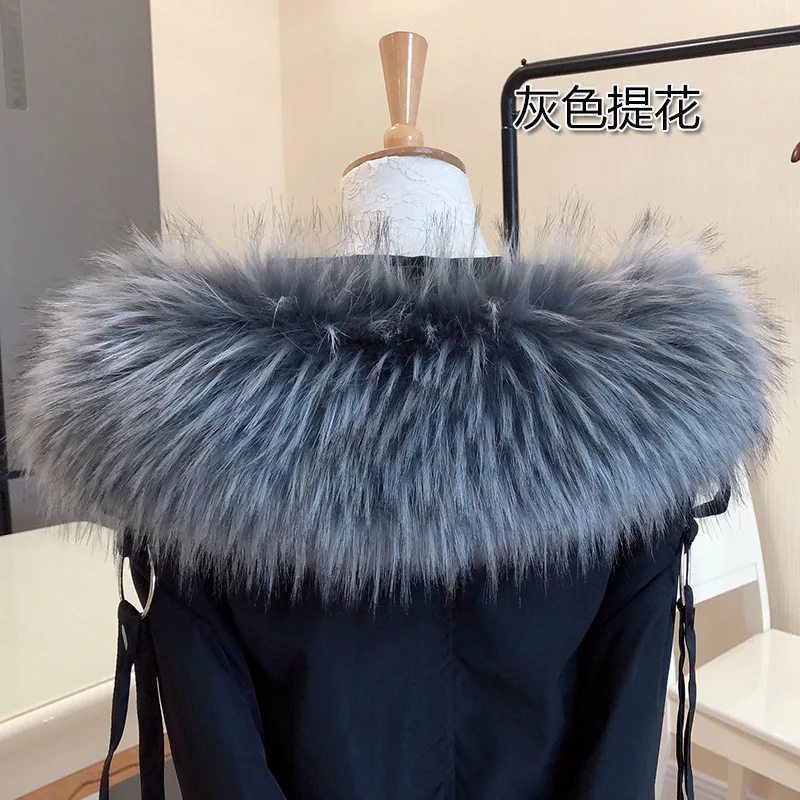Зимний меховой шарф, шаль, воротник с имитацией лисьего меха, пуховик, енот, шапка с воротником, пальто унисекс, имитация шапки, меховой воротник