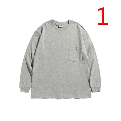 

Tide brand 2019 autumn and winter new men's Korean fashion trend solid color T-shirt
