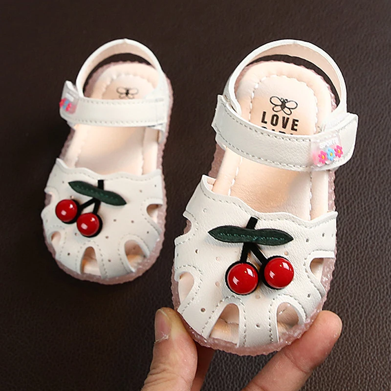 

Summer Baby Sandals for Girls Cherry Closed Toe Toddler Infant Kids Princess Walkers Baby Little Girls Shoes Sandals Size