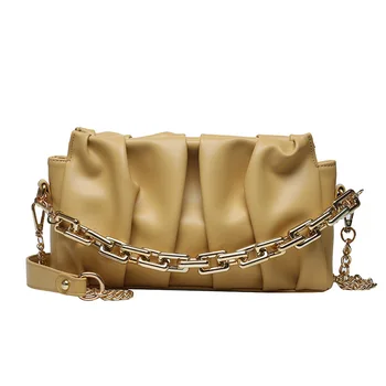 

New Fashion Cloud Style Crossbody Bag Women High Quality Leather PU Women Handle Bag Golden Chains Vintage Handbag for Female