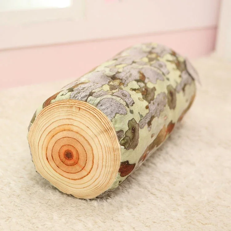 3D Novelty Stump Log Wood Throw Pillow Sycamore Tree Cushion Home Office Car Soft Decor