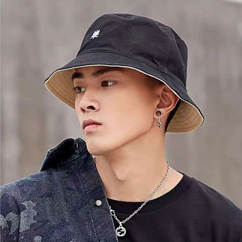 Korean Style Cotton Bucket Hats for Men Summer Sun Hats Caps with