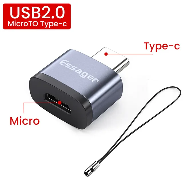Essager USB 3.0 Type-C OTG Adapter Type C USB C Male To USB Female Converter For Macbook Xiaomi Samsung S20 USBC OTG Connector Micro to Type C