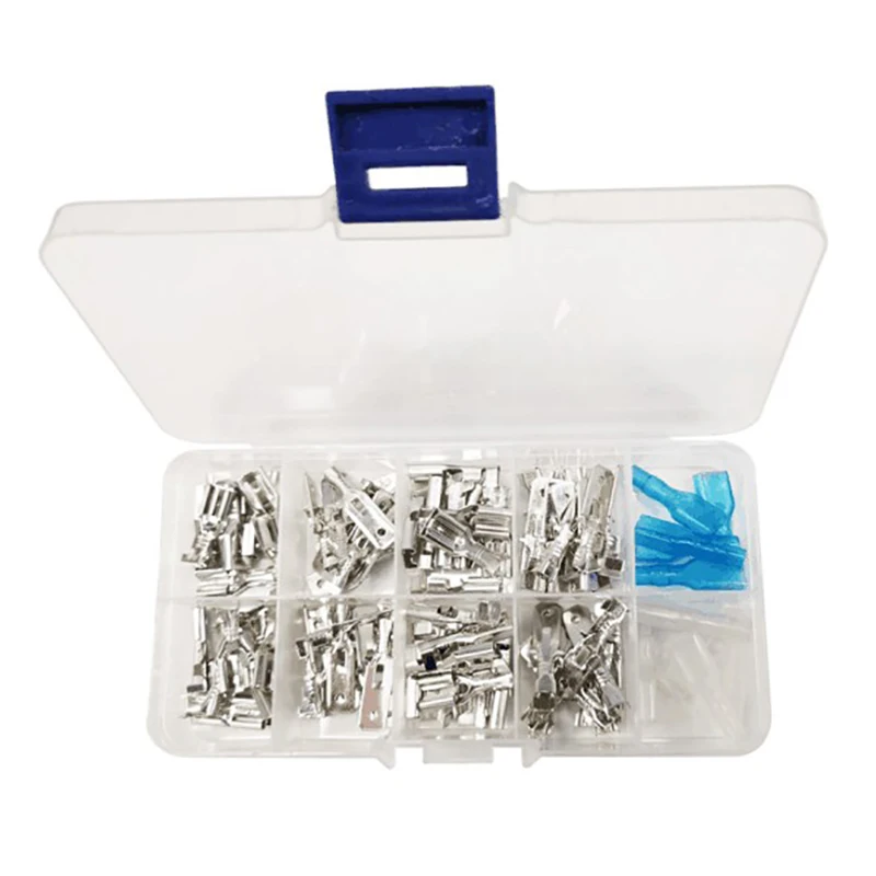 

6.3Mm Wire Connectors Assorted Kit Crimp Female/Male Spade Terminals With Transparent Insulating Sleeves