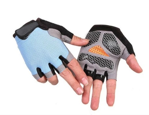 Light Blue Upgrade Весна Лето Half Finger Спорт на открытом воздухе езда Мужчины Женщины Фитнес Нескользящие без пальцев дышащие защитные перчатки автомобильные перчатки для фитнеса - Цвет: Light Blue Upgrade