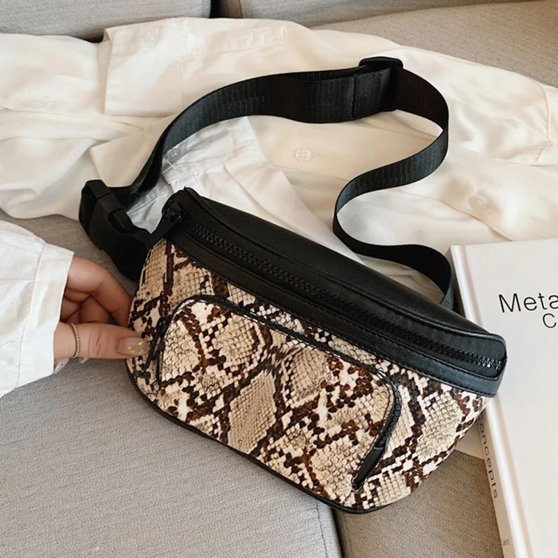 

Serpentine Pu Leather Waist Packs For Women 2019 Small Chest Bag Female Fanny Pack Ladies Belt Bag Woman Cell Phone Purses