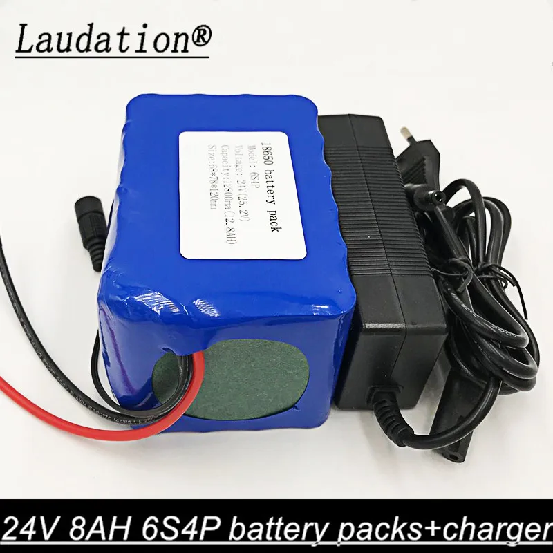 

Laudation 24V 8ah 6S4P Bicycle Battery 25.2V 8Ah Lithium-Ion rechargeable battery 350W E Bicycle 250W with battery charger