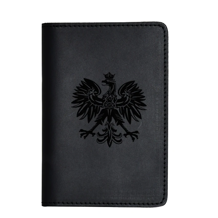Выгравированная картина польский Орел Польша символ дорожный бумажник с отделением для паспорта простой чехол для карт пользовательское имя кожаные держатели для паспорта