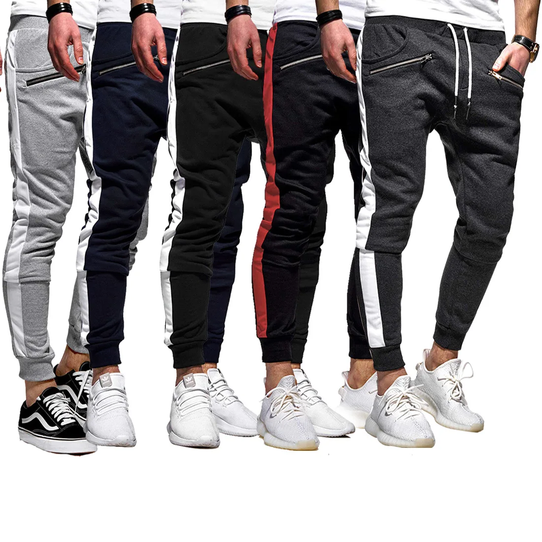 

Spring and Autumn 2019 New S-xxl Sizes Men's Fashion Trend Style Sports Casual Pants Stitching Colors Mens Pants Male Pants