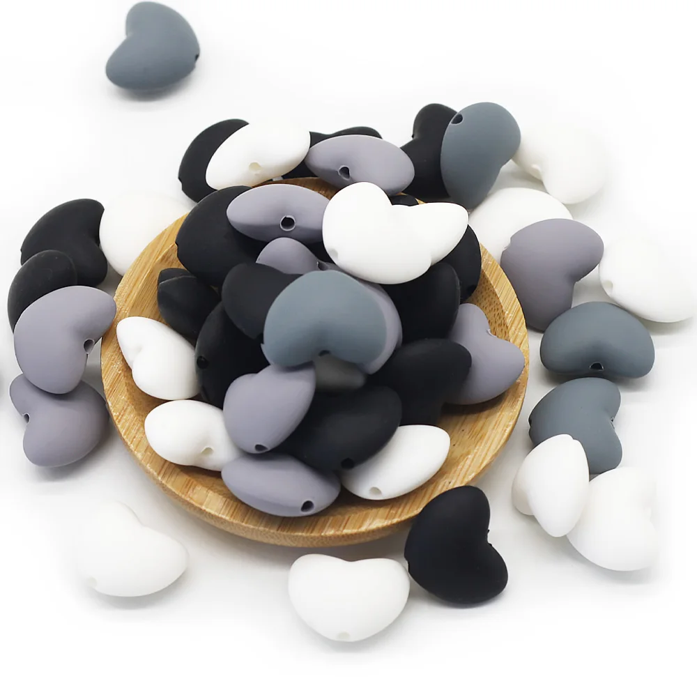 10pcs Heart Silicone Beads Teether Chewable Teething BPA Free Newborn Nursing Baby Pearl Pacifier Clips Food Grade teething toys silicone teething toys baby teething toys silicone teether silicone teething beads