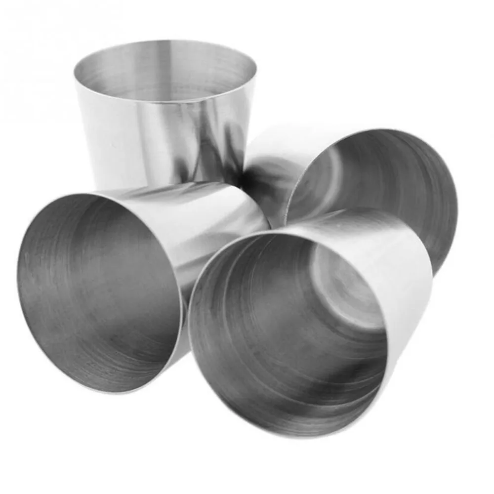 Outdoor Camping Tableware Travel Cups Set 30ml Stainless Steel Wine Beer Cup Whiskey Mugs 4pcs/lot