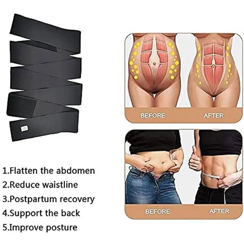 Waist Trainer Body Shaper Belt Free Size Tummy Wrap Belt Resistance Bands Women Men Sweat Slimming Wraps Weight Loss