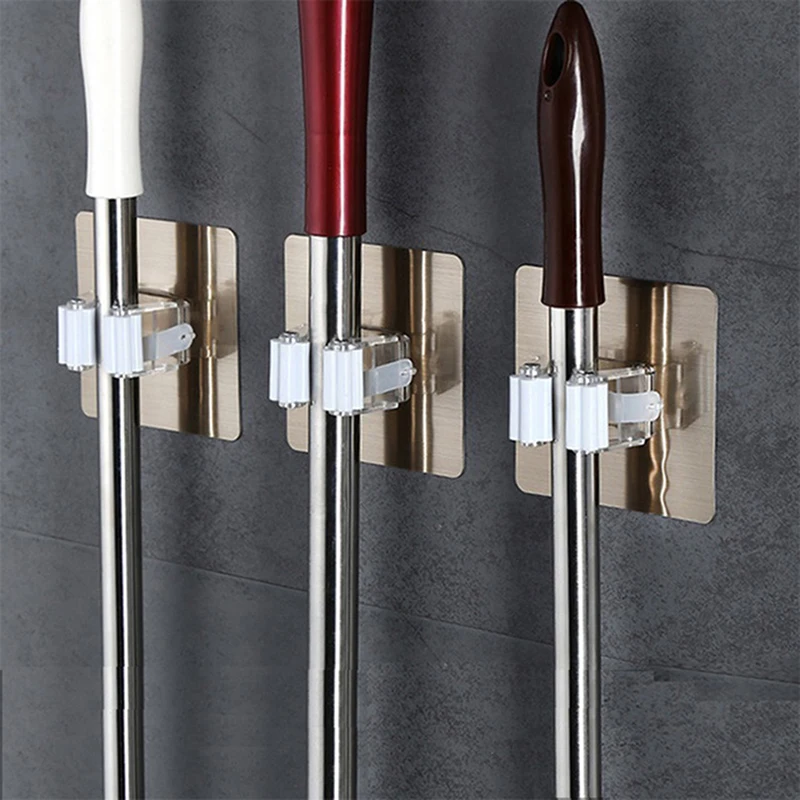 Wall Mounted Mop Organizer Holder Brush Broom Hanger Rack Kitchen Tool Wall Housekeeper Hanging Pipe Hooks Powerful Suction Tool