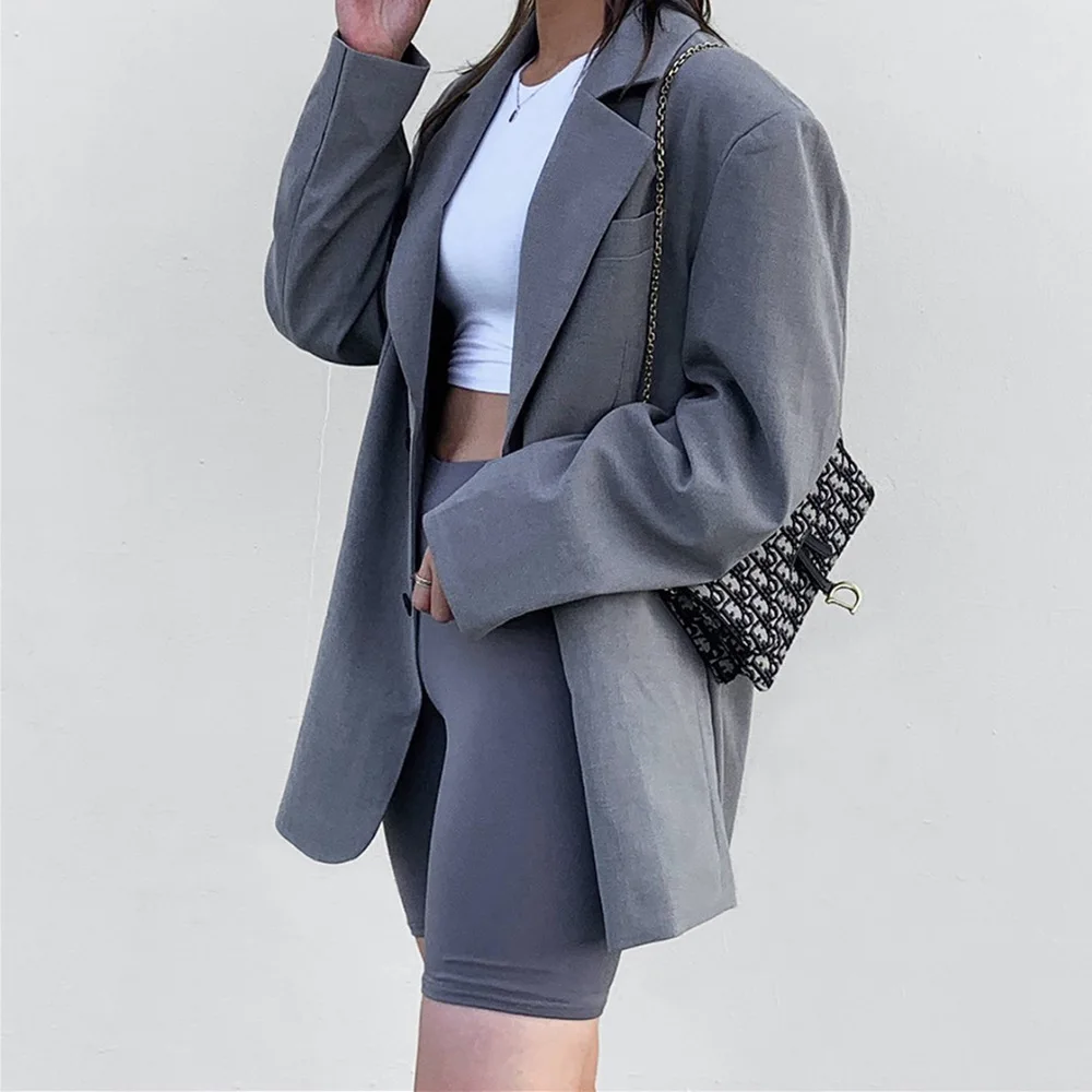 

MONMOIRA solid oversized casual 2019 Autumn Blazers Women High Street Jackets Suits Ladies Streetwear Coat cwb0041-5