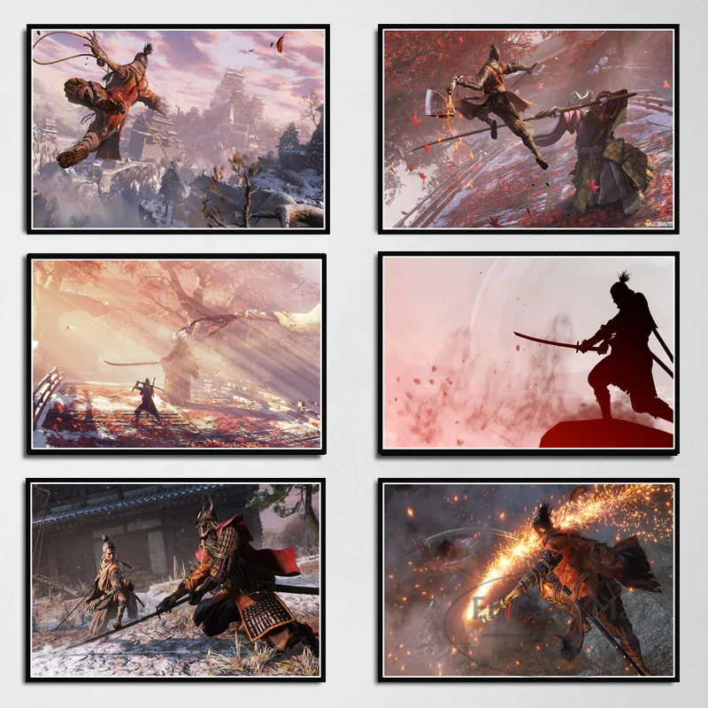Настенные плакаты и принты Sekiro настенные картины для гостиной с принтом теней