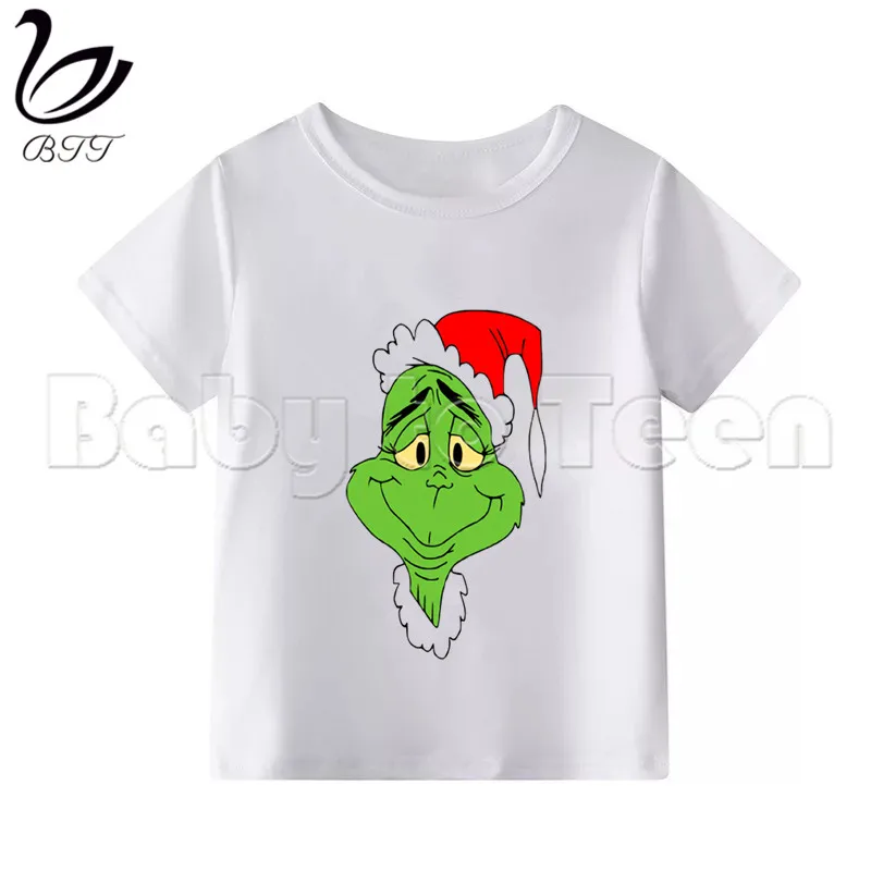 Grinch/детская футболка для маленьких мальчиков Модная белая футболка с короткими рукавами и рисунком забавная футболка для девочек повседневные футболки