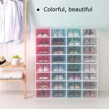 

Foldable Shoe box Plastic Organizer Drawer Storage Case 3Pcs Shoe Box with Flipping Clear Door Ladies Men Universal33x24x14cm