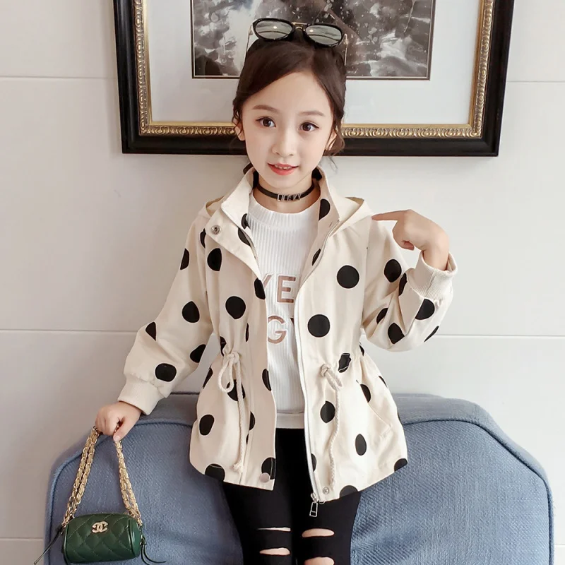 

Baby Girls Coat 2-7T Toddler Girl Cute Dot Print Coats Cotton Comfort New Autumn Hooded Warm Outerwear Children Jacket Tops