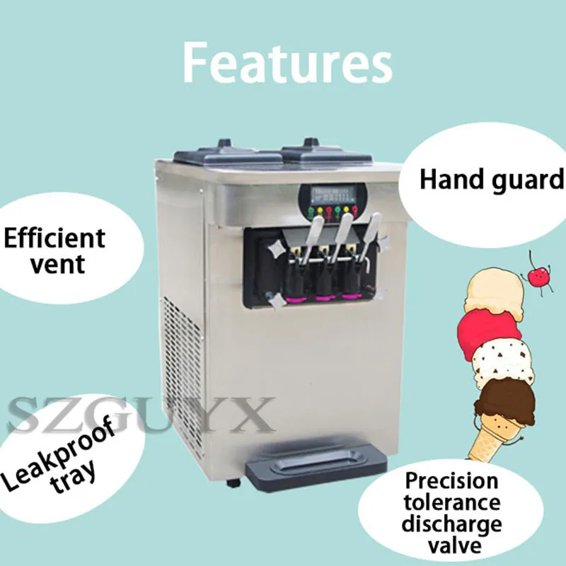 1600 Вт Высокая мощность Высокая емкость машина для мороженого настольная машина для мороженого Коммерческая ручная машина для мороженого